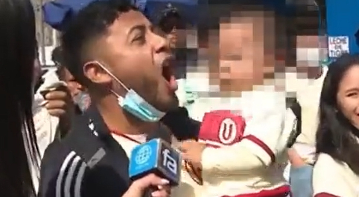 Hincha de Universitario simuló gritar un gol pero olvidó que tenía a su bebé en brazos y lo asustó