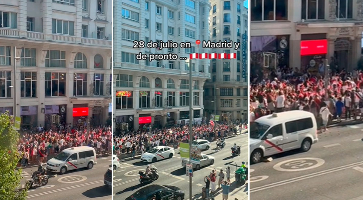 Peruanos en Madrid marchan orgullosos por Fiestas Patrias; tras apoderarse de las calles