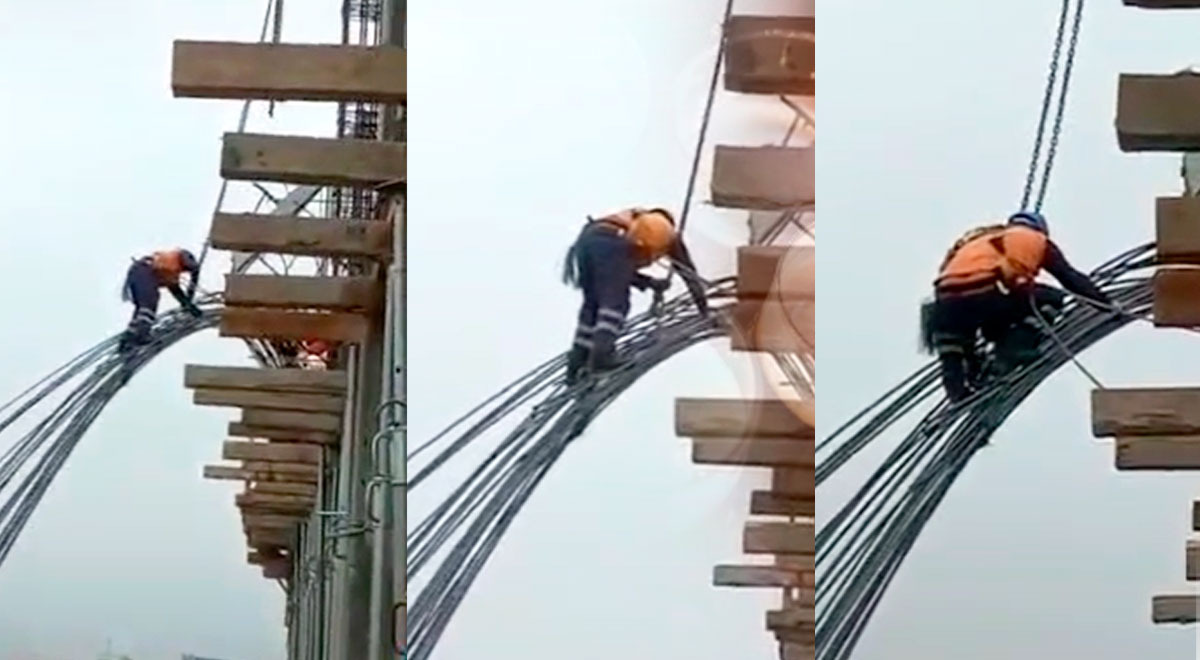 Obrero quedó suspendido en el aire, tras la mala ejecución de las obras 