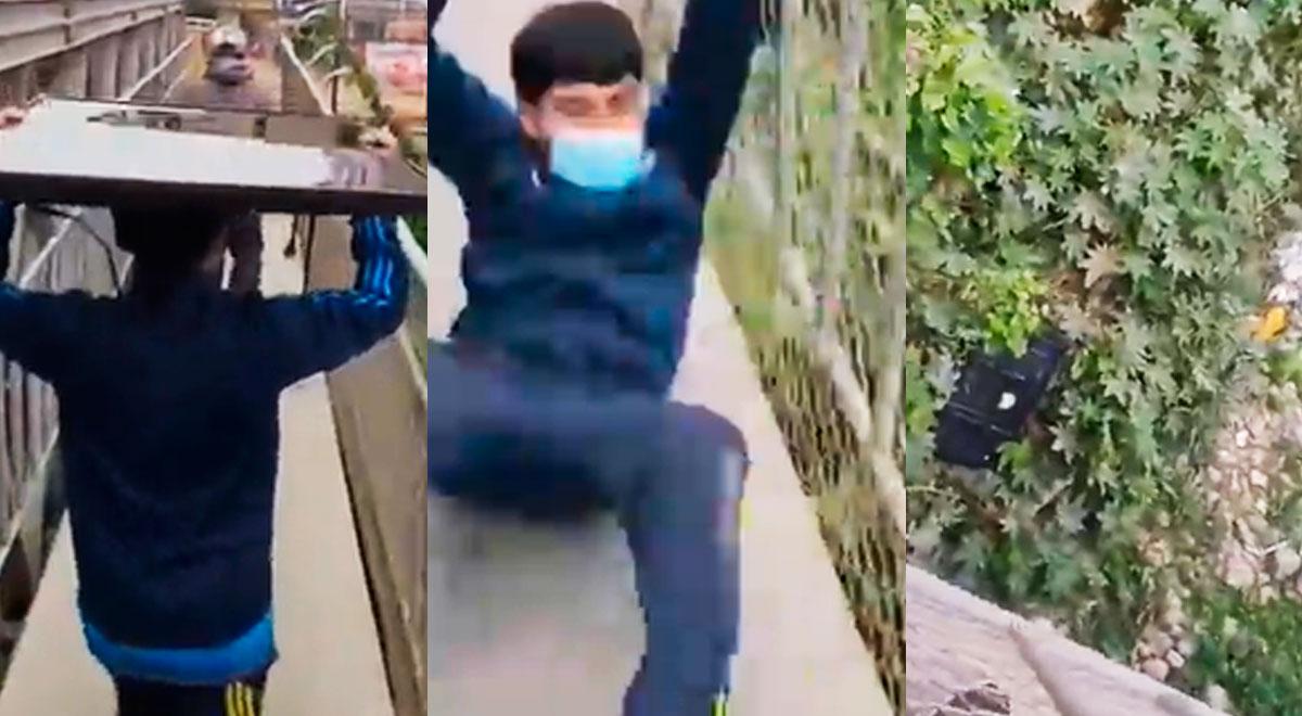 TikTok: Joven tuvo aparatosa caída junto a su TV, tras caminar por puente estrecho