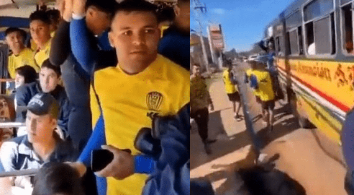 Unheard of: Sportivo Luqueño squad returns from training in a bus.