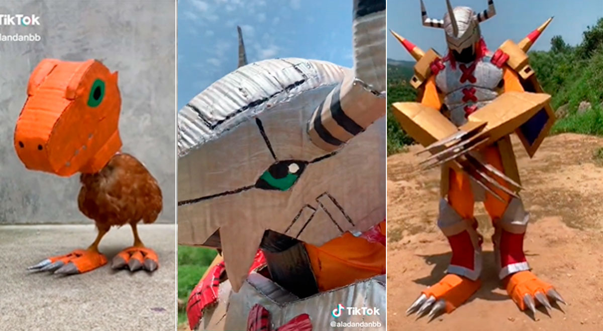 TikTok: sujeto disfraza a su pollo de 'Agumon' y replica la 'digievolución'