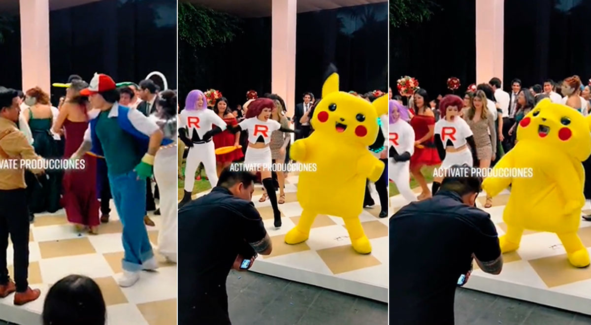 Novios hacen su sueño realidad y bailan el 'Siqui Siqui' con el Ash, Pikachu y Equipo Rocket