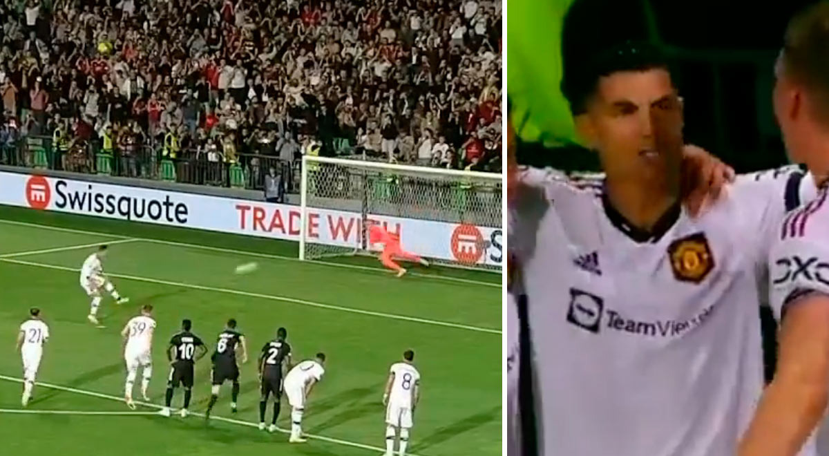 Cristiano Ronaldo anota el 2-0 del Manchester United y los hinchas gritan 