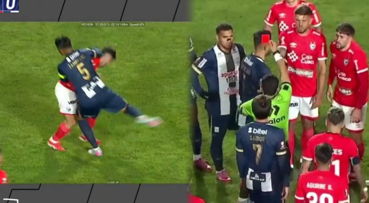 Carlos Zambrano es expulsado por tirar un codazo a Arias y deja a Alianza Lima con 10 hombres