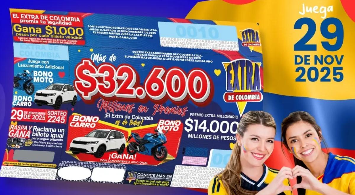 Sorteo Extraordinario de Colombia, sábado 29 de noviembre: premios y cómo jugar EN VIVO la Lotería del Extra