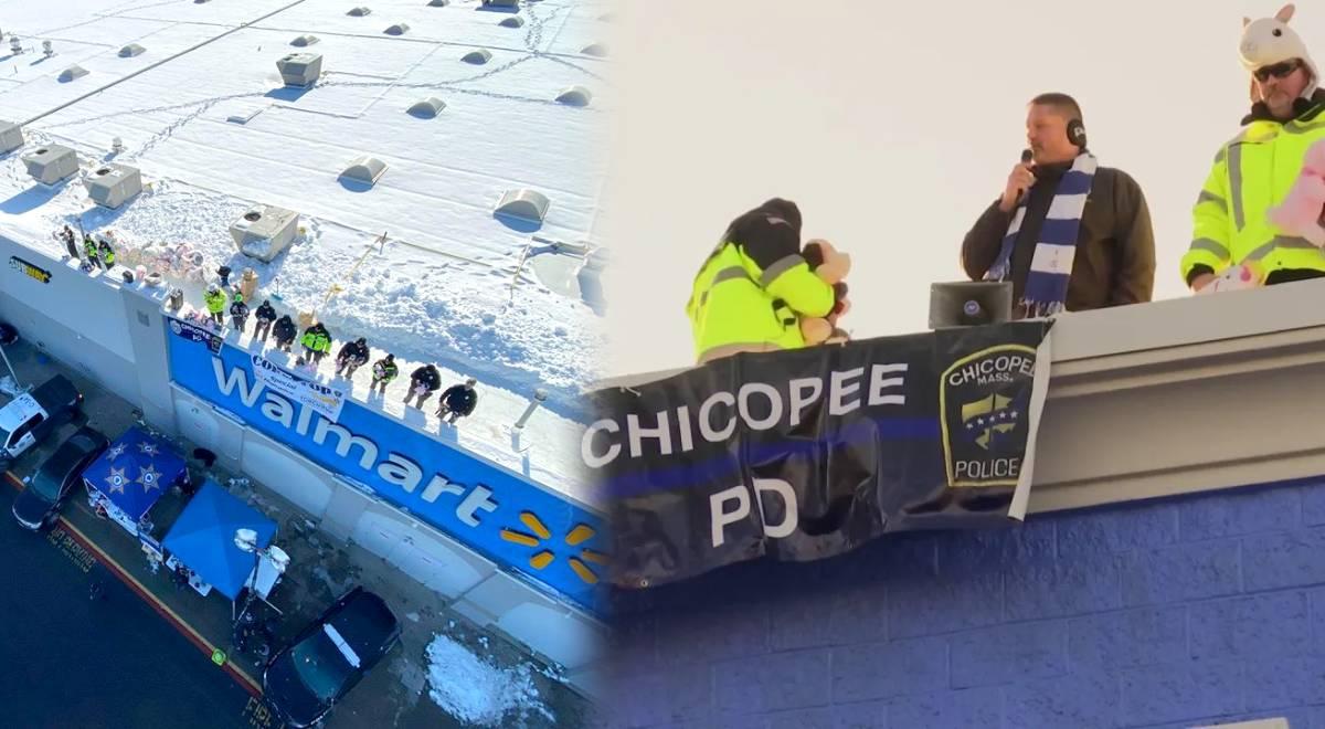 Suceso INESPERADO en Walmart de Chicopee: policía SUBE AL TECHO de la tienda por una causa importante