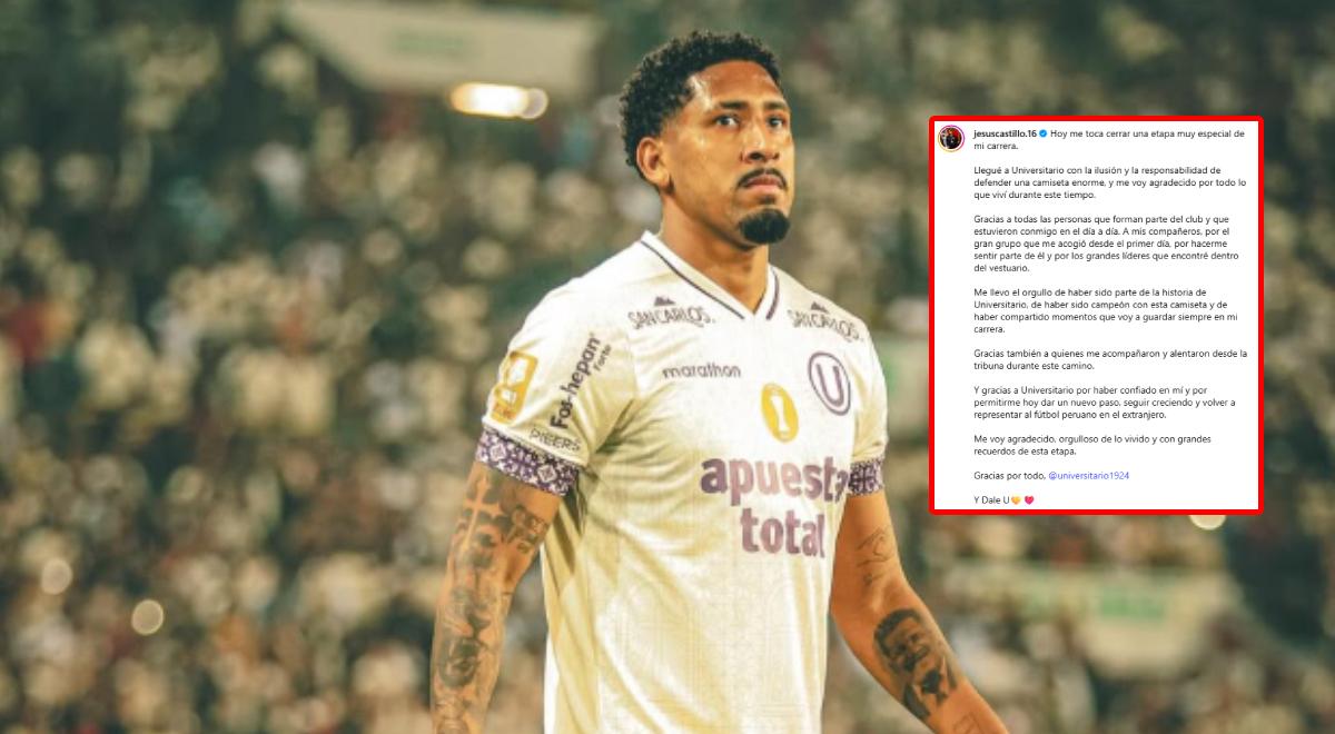Jesús Castillo se despidió de Universitario con sorpresivo mensaje: "Gracias también a quienes..."