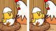 Encuentra en pocos segundos las 5 diferencias del reto de la mamá gallina y su pollito.
