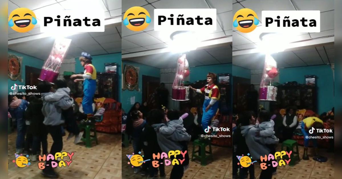 ¡Le reseteó el Windows! Niña confunde a payaso con piñata y lo agarra a ...