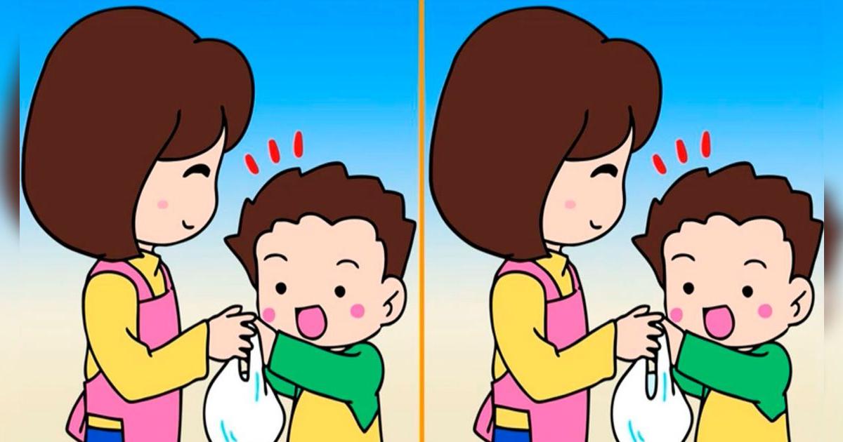 Encuentra las 3 diferencias de la mamá y su hijo: el 99% no superó este ...