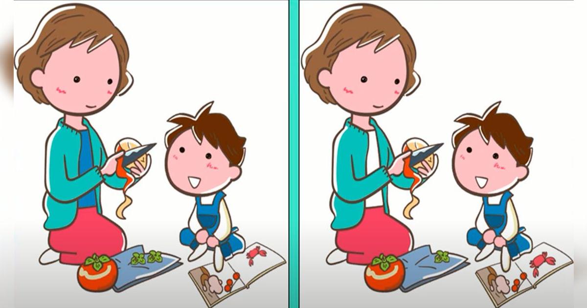 Identifica las 3 diferencias de la madre y su hijo: tienes 7 segundos ...