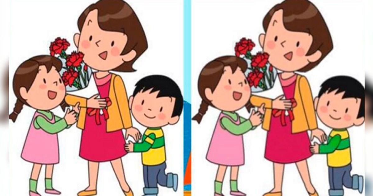 ¿Serás capaz de hallar las 3 diferencias de la madre y sus hijos? Solo ...