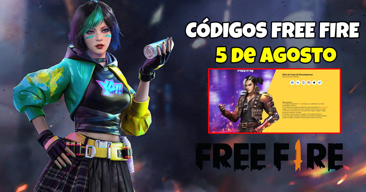 Free Fire  Códigos de hoy sábado 5 de agosto de 2023: recompensas