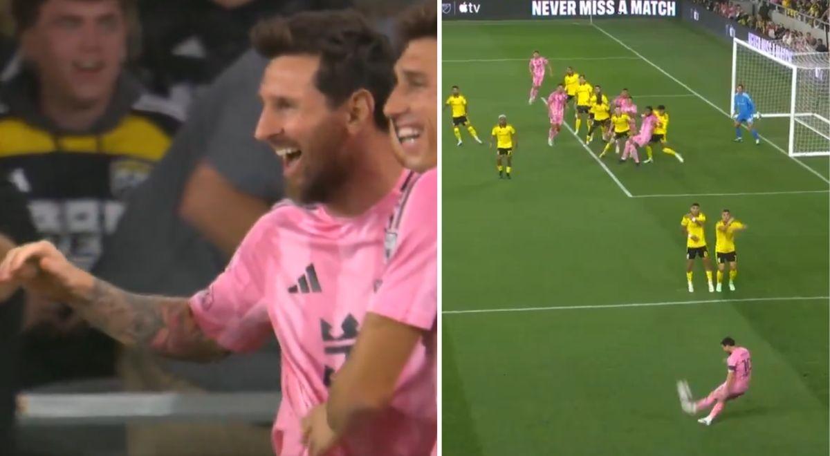 ¡Al ángulo! Golazo de Lionel Messi tras potente remate de tiro libre en el Inter Miami vs Columbus Crew