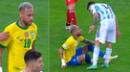 Todo un 'artista': Neymar cae al piso, se molesta con el árbitro y discute con Montiel