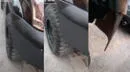 Lleva su lujosa 'nave' al mecánico y descubre que le cambiaron su parachoque por cartón pintado