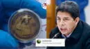 Peruano acuña 'moneda' con la imagen de Pedro Castillo y le quieren pegar con Intis por ella