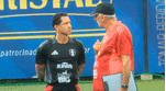Gianluca Lapadula y Jorge Fossati conversaron.