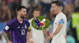 Tenso momento entre Messi y Lewandowski durante el Argentina vs Polonia
