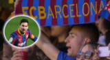 Hinchas de Barcelona ovacionaron nombre de Lionel Messi al minuto 10
