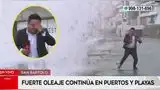 Eder Hernández, periodista de América TV, se moja en vivo mientras informaba sobre oleaje anómalo en San Bartolo.
