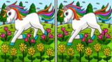 These cute colorful unicorns hide 8 differences that you must find in just 12 seconds.