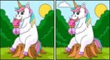 Activate your expert eye and locate the 6 differences between the unicorns enjoying their delicious ice cream.