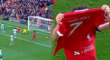 ¡Apoyo total! Diego Jota anotó para Liverpool y mostró camiseta de Luis Díaz - VIDEO