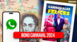 Conoce si puedes solicitar el pago del Bono Carnaval 2024 de 180 bolívares vía WhatsApp.