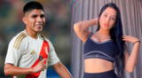 Piero Quispe anota su primer gol con la selección peruana y su novia Cielo Berrios lo felicita.