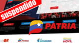 Sistema Patria suspendido este domingo 16 de junio en Venezuela