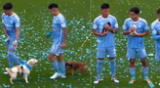 Futbolistas de Sporting Cristal sorprendieron a hinchas con mascotas en la cancha.