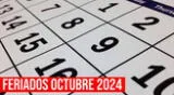 Feriados Perú para el mes de octubre 2024.