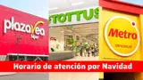 Conoce el horario especial que tendrán Tottus, Metro y Plaza Vez por Navidad.