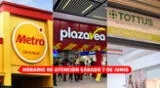 El horario de atención en Plaza Vea, Tottus y Metro no cambiará este sábado 7 de junio. El horario de atención en Plaza Vea, Tottus y Metro no cambiará este sábado 7 de junio.