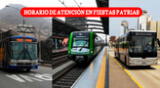 El horario de atención del Metropolitano, Metro de Lima y corredores este 28 y 29 de julio.