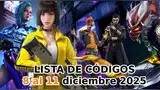Conoce la lista de Códigos de Free Fire que Garena ha liberado para el lunes 8 al jueves 11 de diciembre del 2025. Conoce la lista de Códigos de Free Fire que Garena ha liberado para el lunes 8 al jueves 11 de diciembre del 2025.