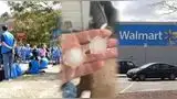Durante la granizada en Walmart, el personal llevó a los clientes a la parte trasera de la tienda.