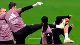 Courtois y Mbappé protagonizaron curioso momento durante los entrenamiento del Real Madrid. Foto: DSports