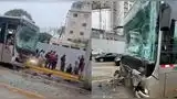 Choque múltiple de buses del metropolitano deja varios heridos en Miraflores.