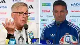 Scaloni se pronunció tras las reciente declaraciones de Ancelotti. Foto: composición Líbero/TyC Sports/AFP Scaloni se pronunció tras las reciente declaraciones de Ancelotti. Foto: composición Líbero/TyC Sports/AFP
