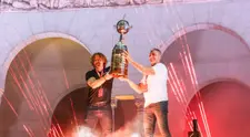 Abbondanzieri y Lugano estuvieron en Lima junto al trofeo de la Copa Libertadores