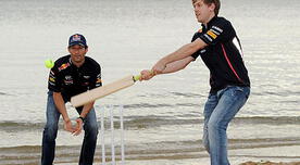 Fotos: Pilotos Sebastian Vettel y Mark Webber practicaron el criquet en Australia