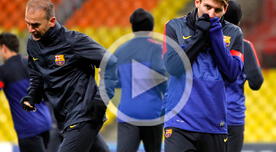 El Barcelona se aclimató al frío y al césped artificial del estadio Luzhnikí [VIDEO]