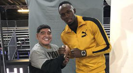 Usain Bolt y Diego Armando Maradona tuvieron un divertido encuentro [VIDEO]