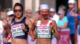 ¡Impactante! Atleta bielorrusa estuvo con la cara llena de sangre en plena carrera [VIDEO]