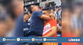¡Hermandad! Alianza Lima: Hincha blanquiazul celebró gol abrazando a su par de Sport Huancayo [VIDEO]