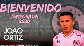Sport Boys anunció a Joao Ortiz como nuevo fichaje para el 2020
