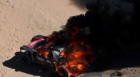 Dakar 2020: incendio de la camioneta del francés Romain Dumas preocupó a todos en la etapa 1 